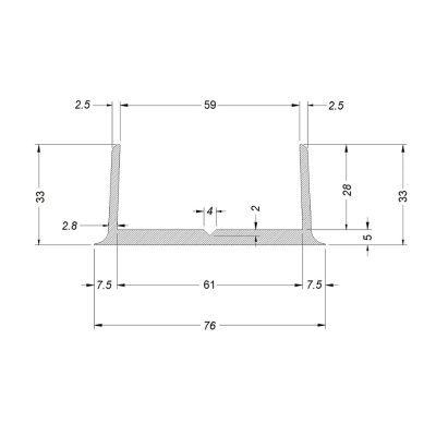 Plinth profile in PVC for shelf unit