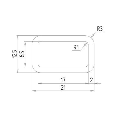 Square profile polycarbonate, polyethylene and polypropylene COD. TR939